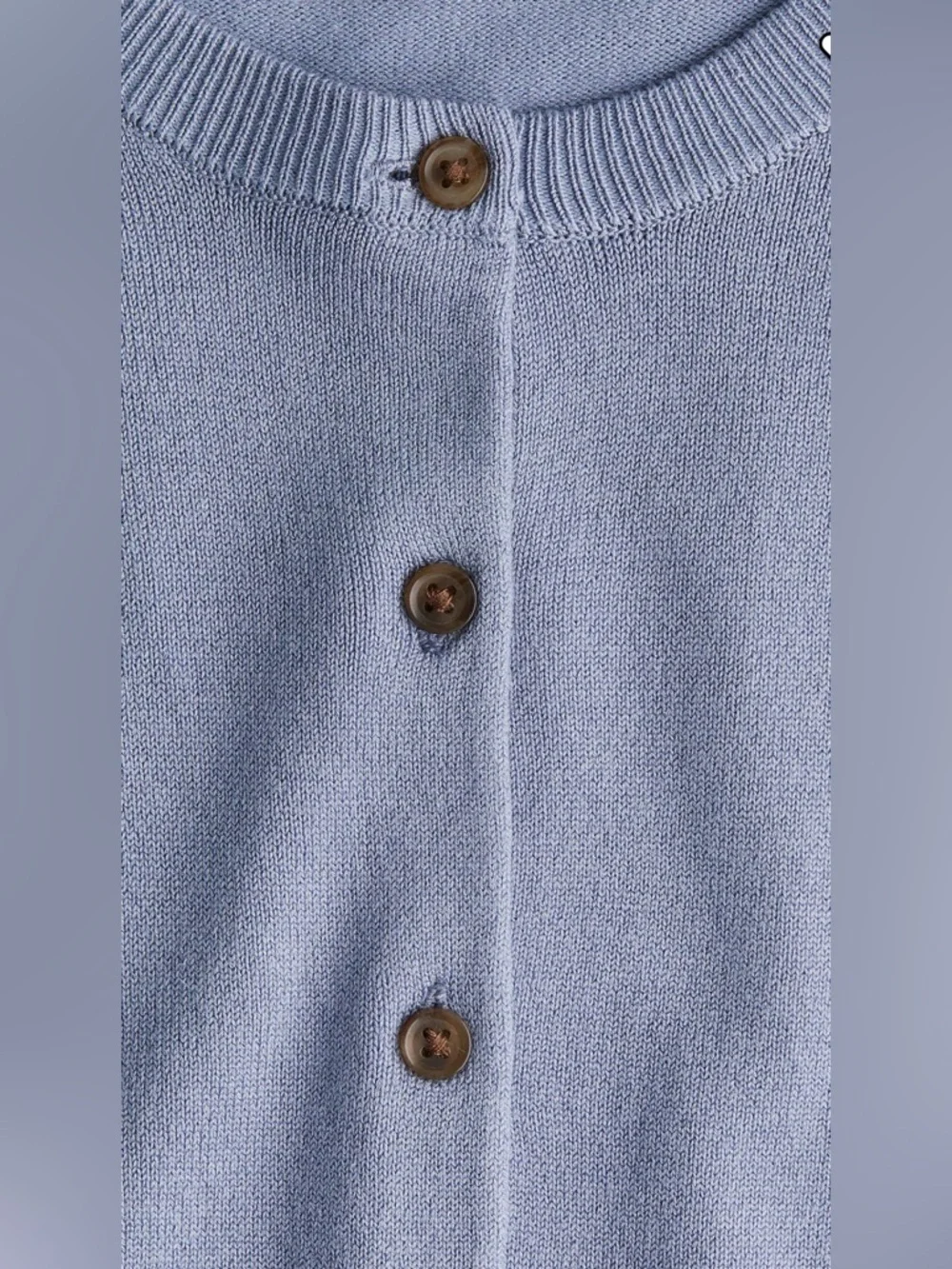 H&M-SMALL Classic Crewneck Button-Front Sweater Cardigan - Blue - Picture 2 of 3